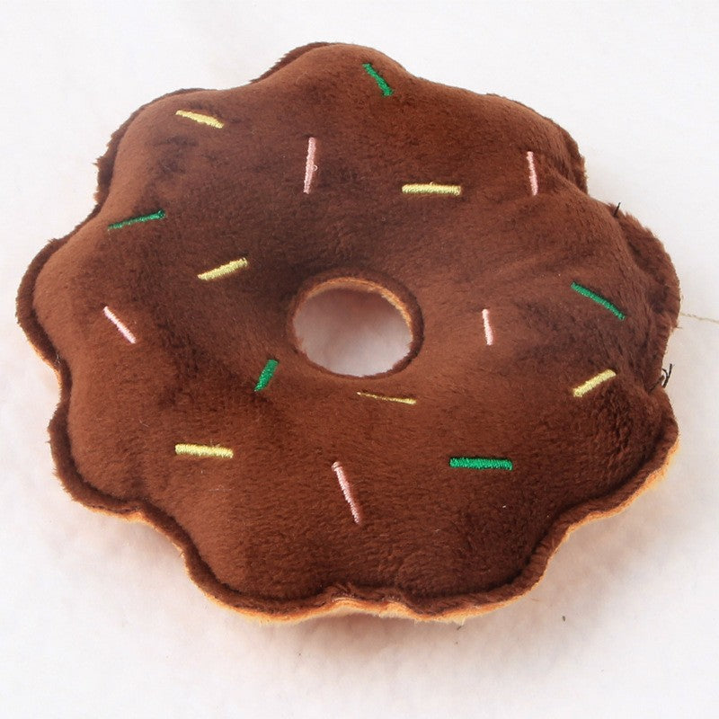 Squeaky Plush Donut Toy