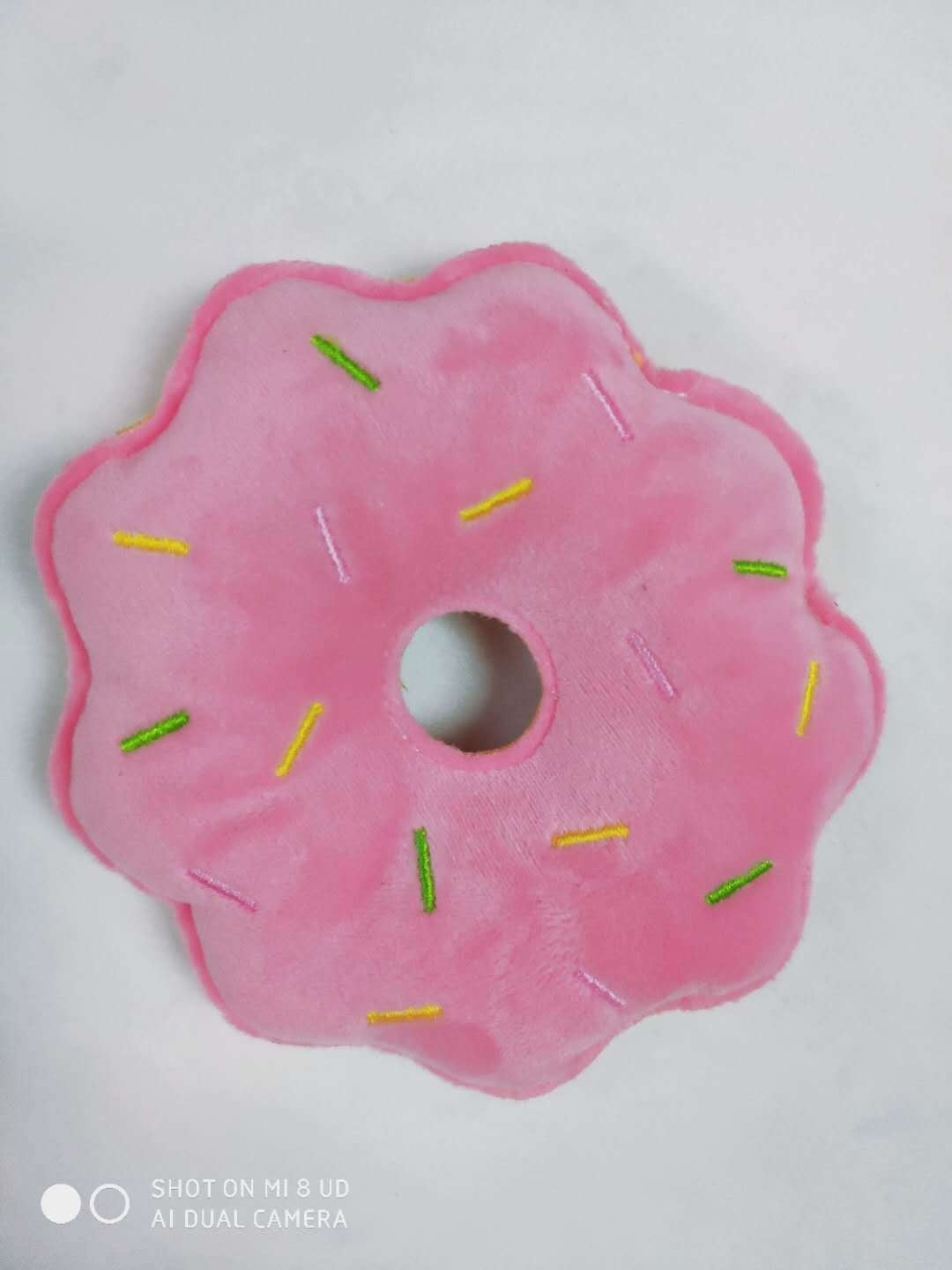 Squeaky Plush Donut Toy