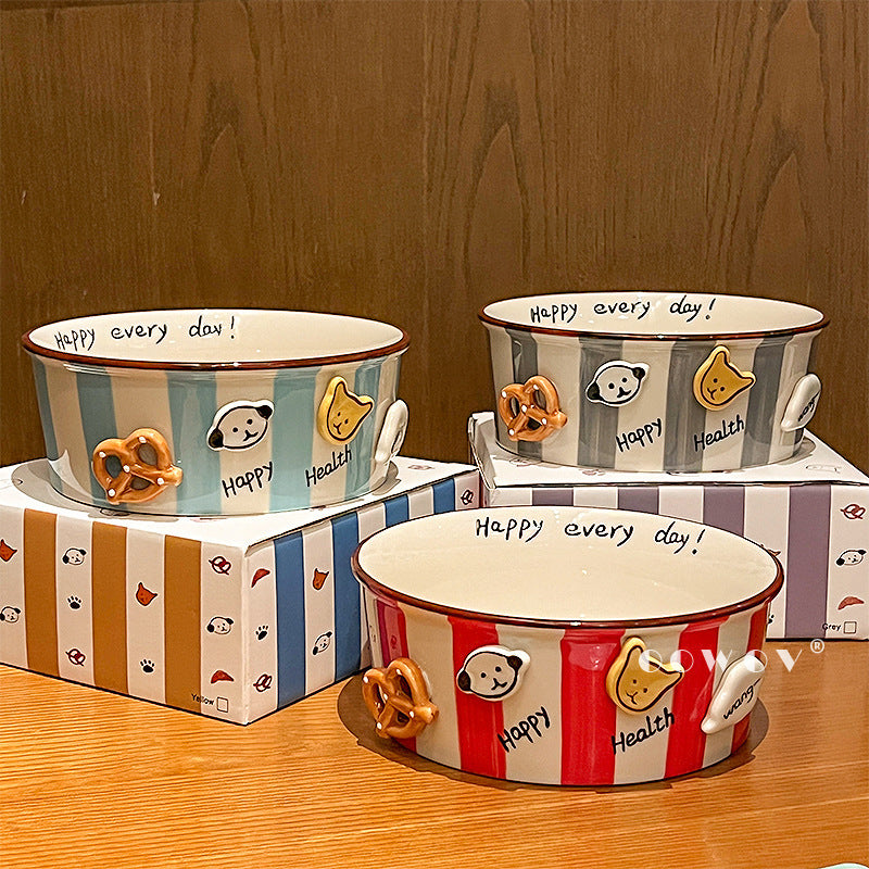 Hand-Painted Ceramic Pet Bowl