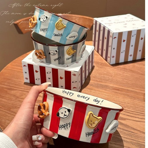 Hand-Painted Ceramic Pet Bowl