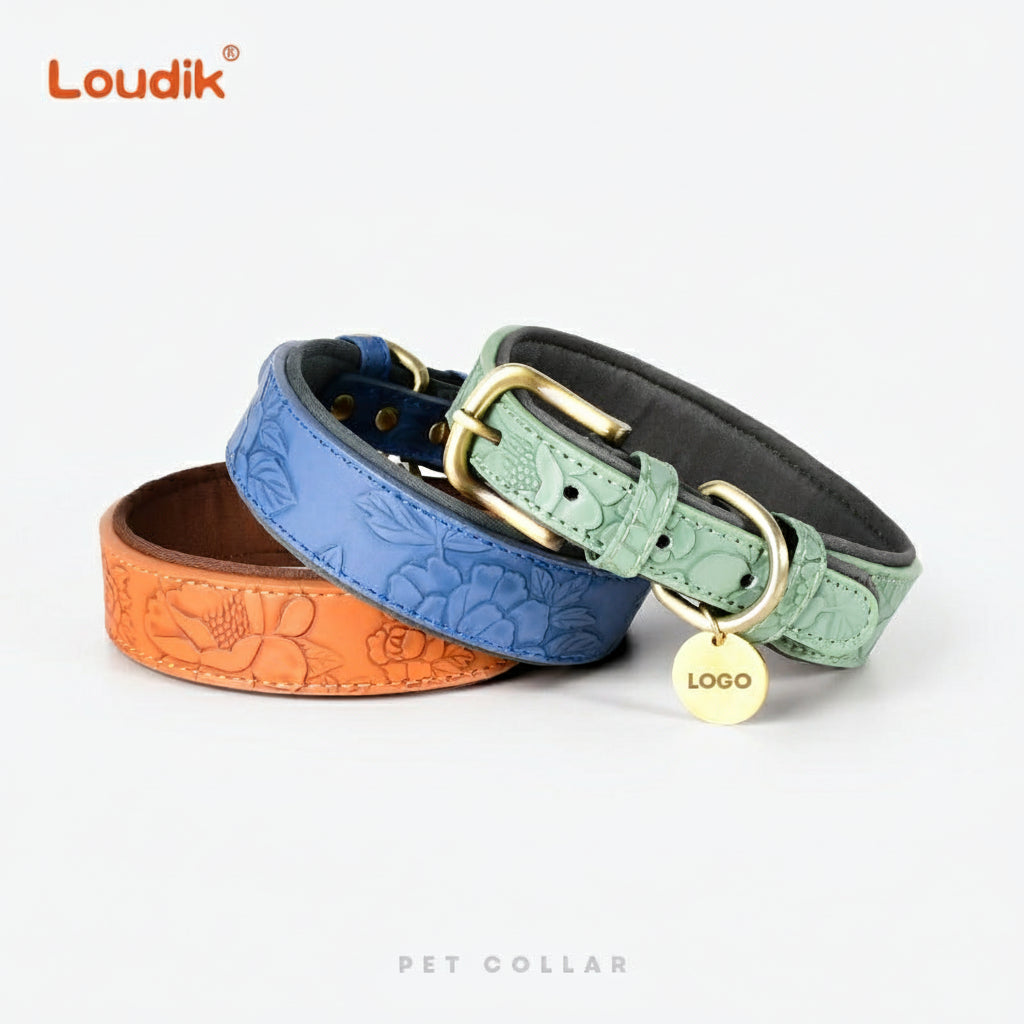 Soft Leather Engraved Dog Collar