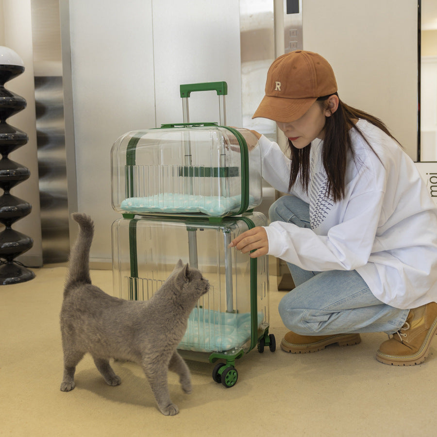 Transparent Pet Travel Trolley