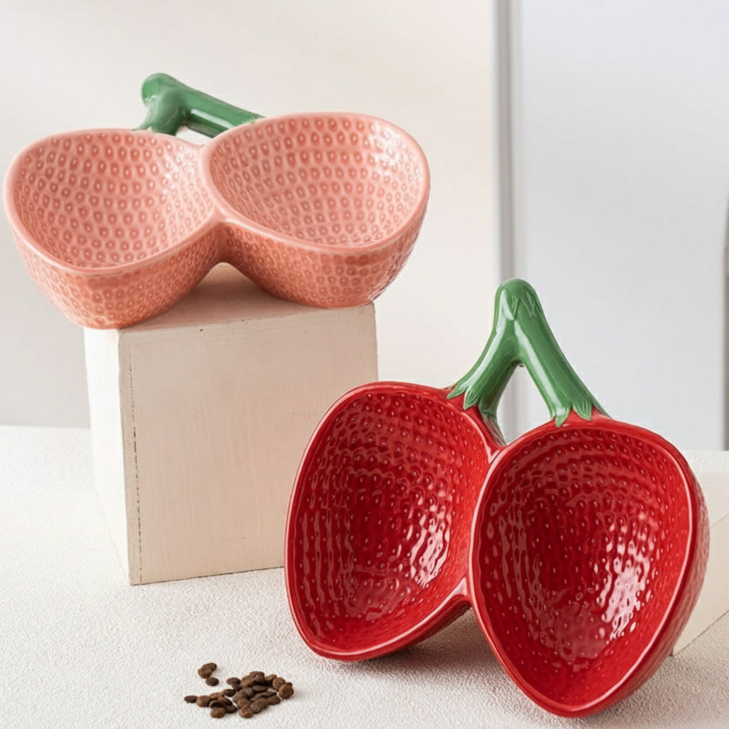 Strawberry Ceramic Pet Bowl