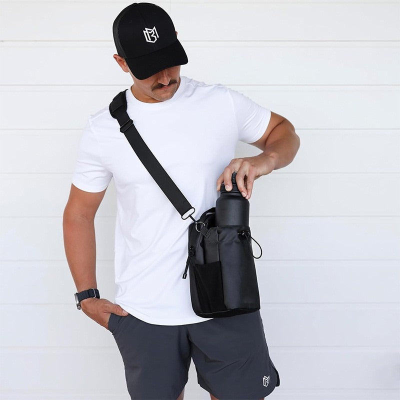 Magnetic Gym Water Bottle Bag with Phone Pocket