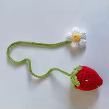 Cute Crochet Strawberry Car Ornaments – Set of 4