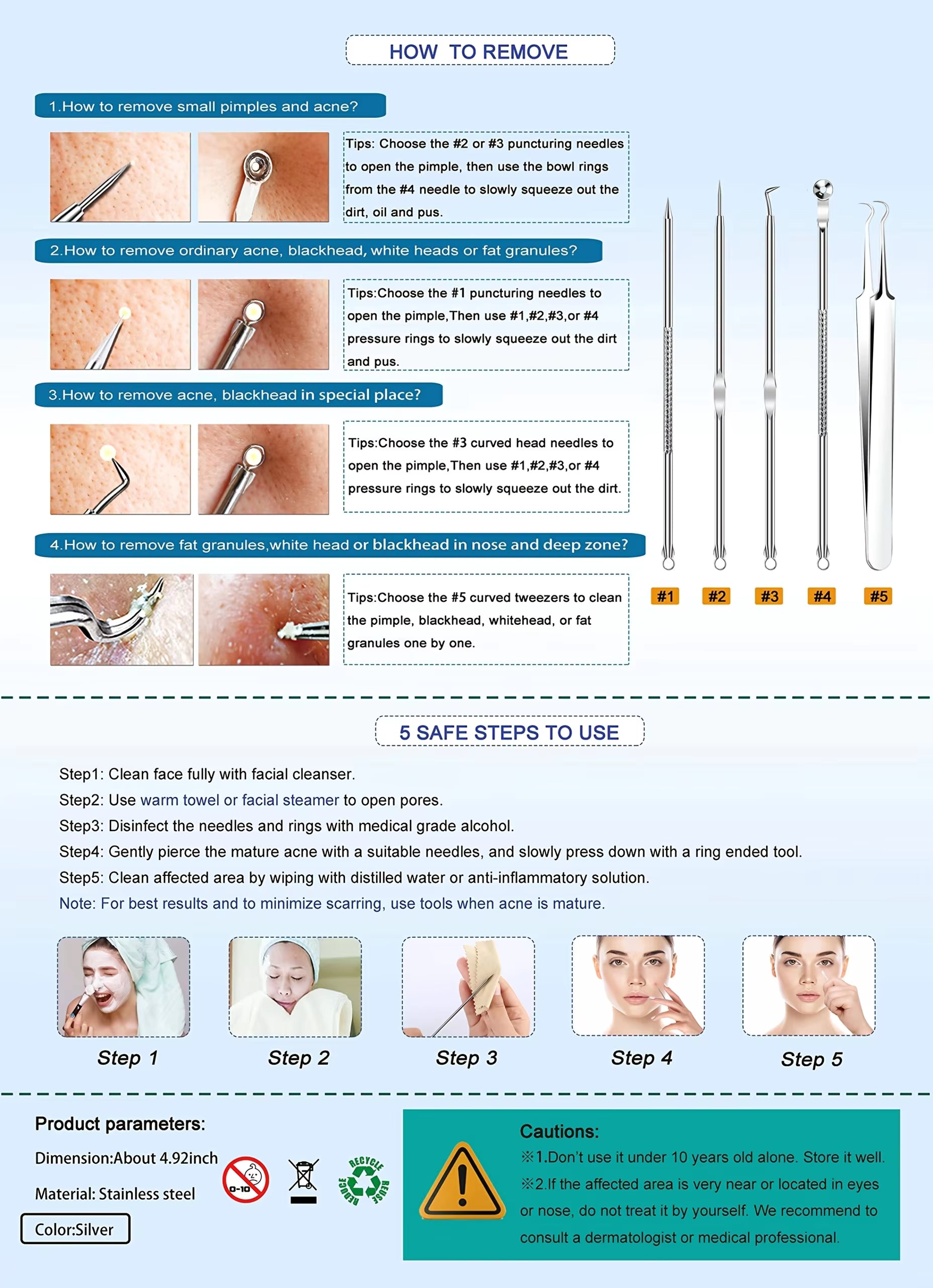 5PCS Blackhead & Comedone Extractor Kit