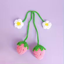 Crochet Strawberry Car Decor (Set of 4)