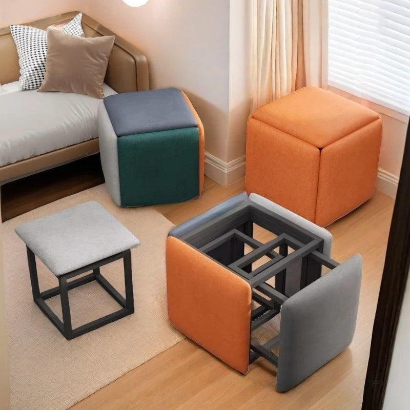 Compact 5-in-1 Cube Stool