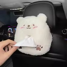 Cute Plush Car Tissue Holder – Set of 2