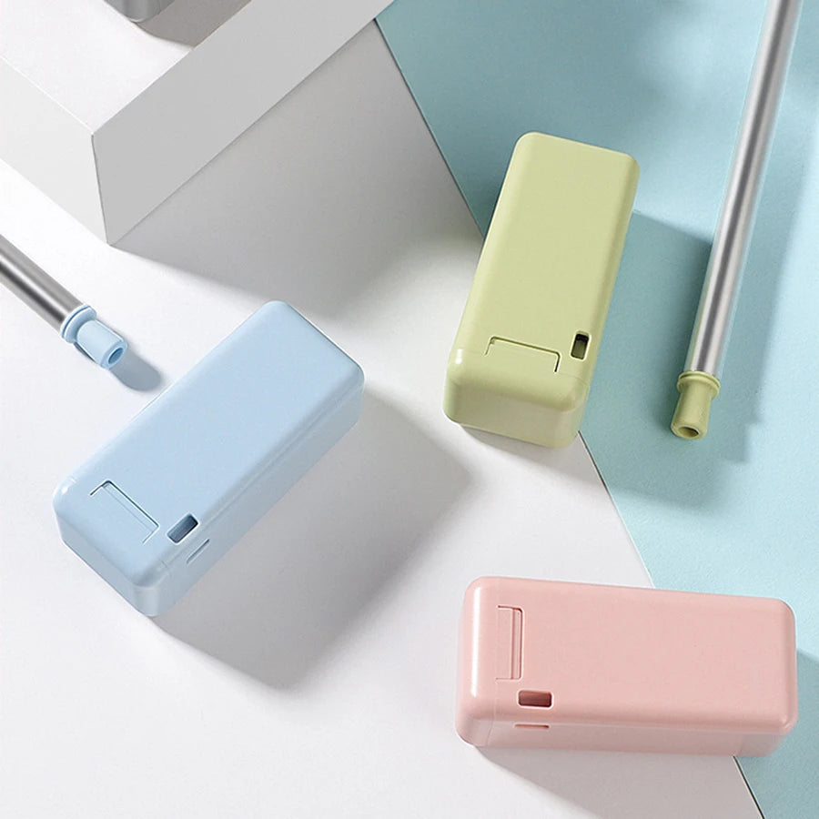 Folding Stainless Steel Straws – Set of 5 with Travel Case