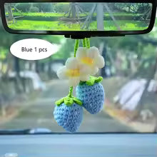 Cute Crochet Strawberry Car Ornaments – Set of 4