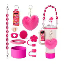 Straw Cap Set with Charm & Initial Keychain