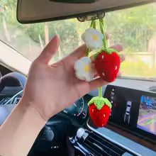 Crochet Strawberry Car Decor (Set of 4)
