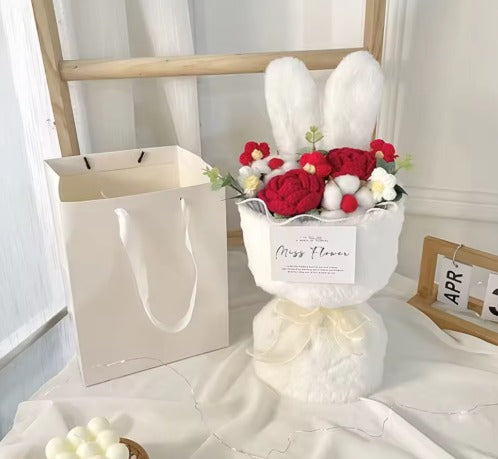 Rabbit Ears Crochet Rose Bouquet